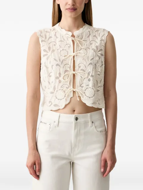 Pedro Del Hierro broderie-anglaise tie-fastening blouse