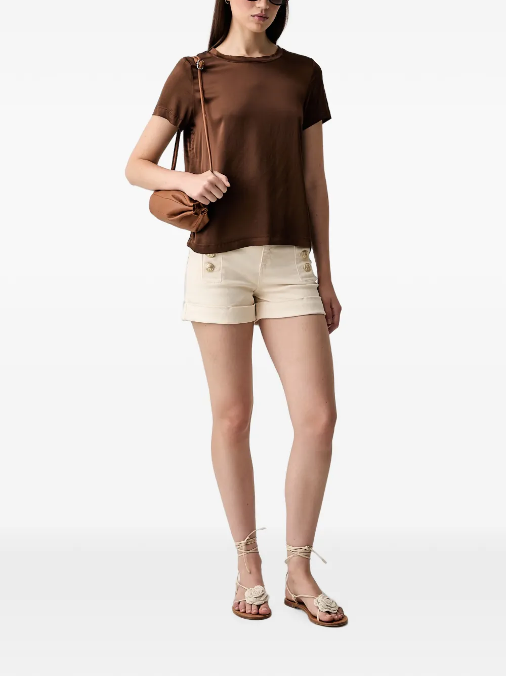VICOLO Shorts verfraaid met knopen Beige