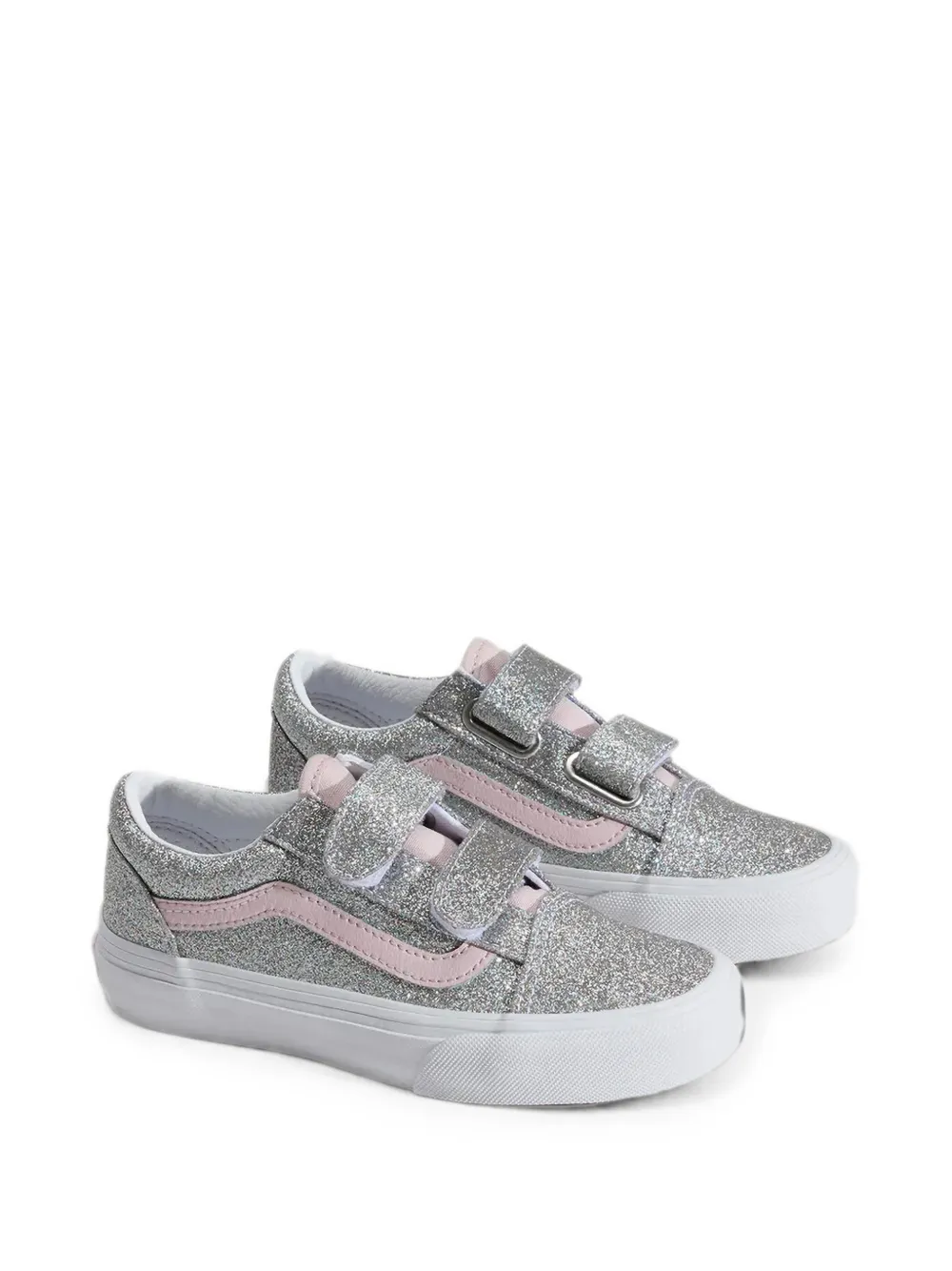 Vans Kids' Glitter-effect Touch-strap Sneakers In Silver