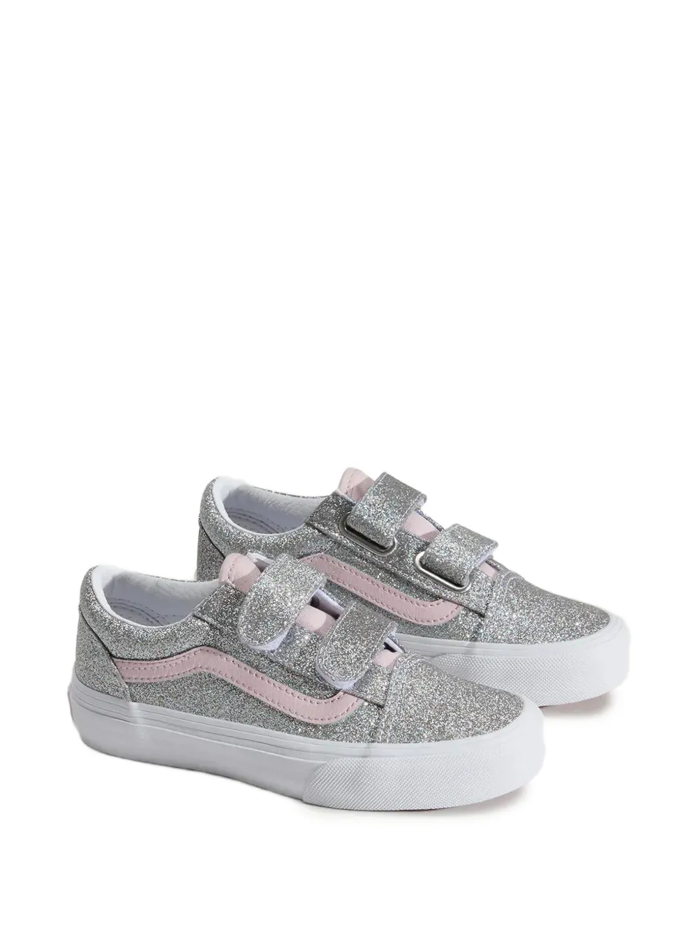 Vans Kids glitter-effect touch-strap sneakers - Argento