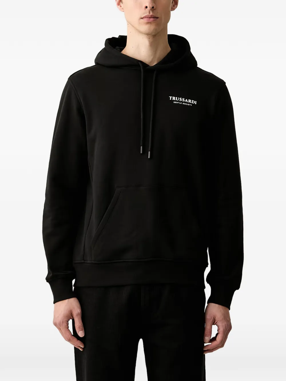 Trussardi logo-print drawstring hoodie - Nero