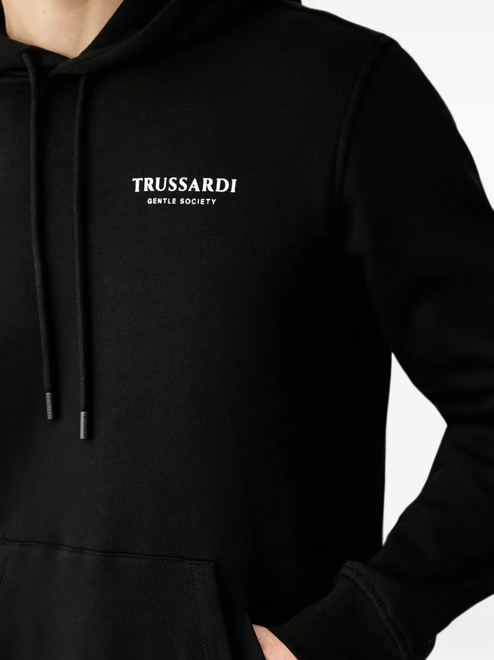 Trussardi logo-print drawstring hoodie Zwart