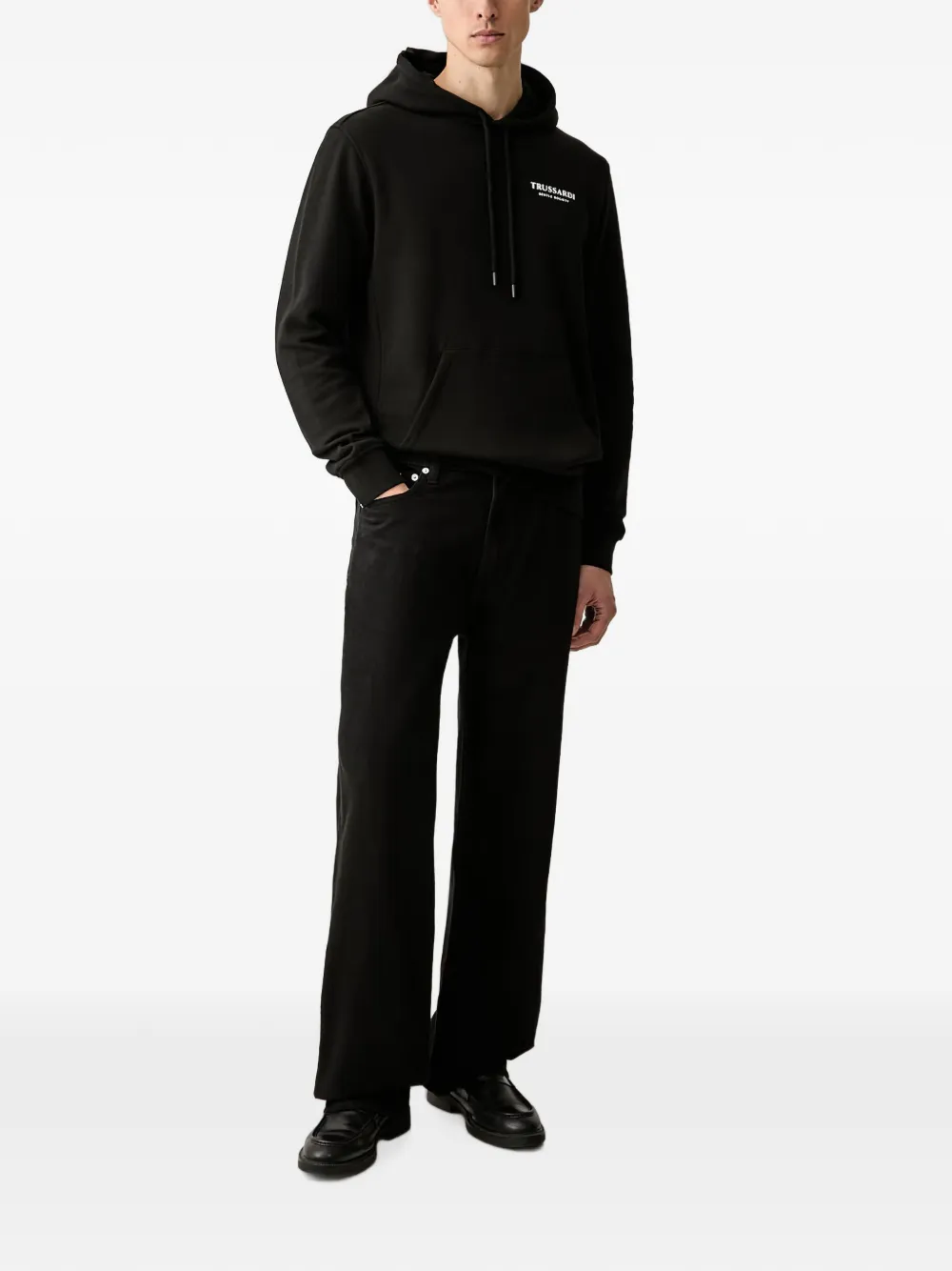 Trussardi logo-print drawstring hoodie Zwart