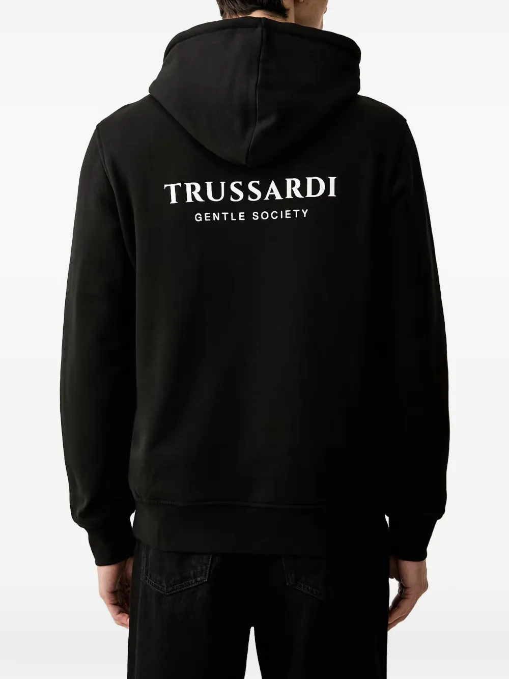 Trussardi logo-print drawstring hoodie Zwart