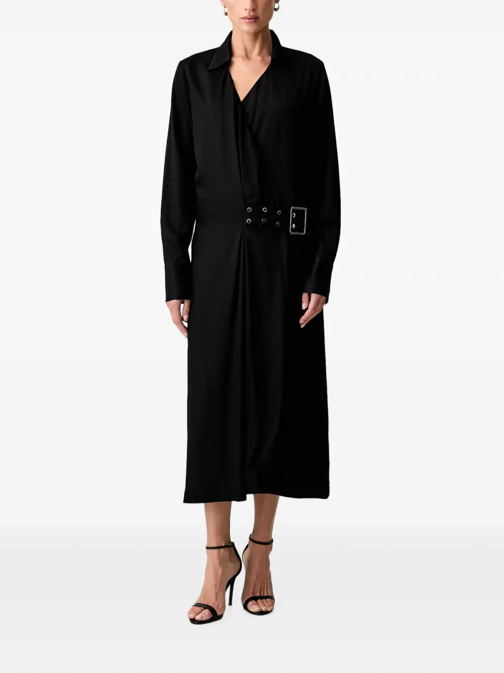 Trussardi belted wrap-style midi dress - Nero