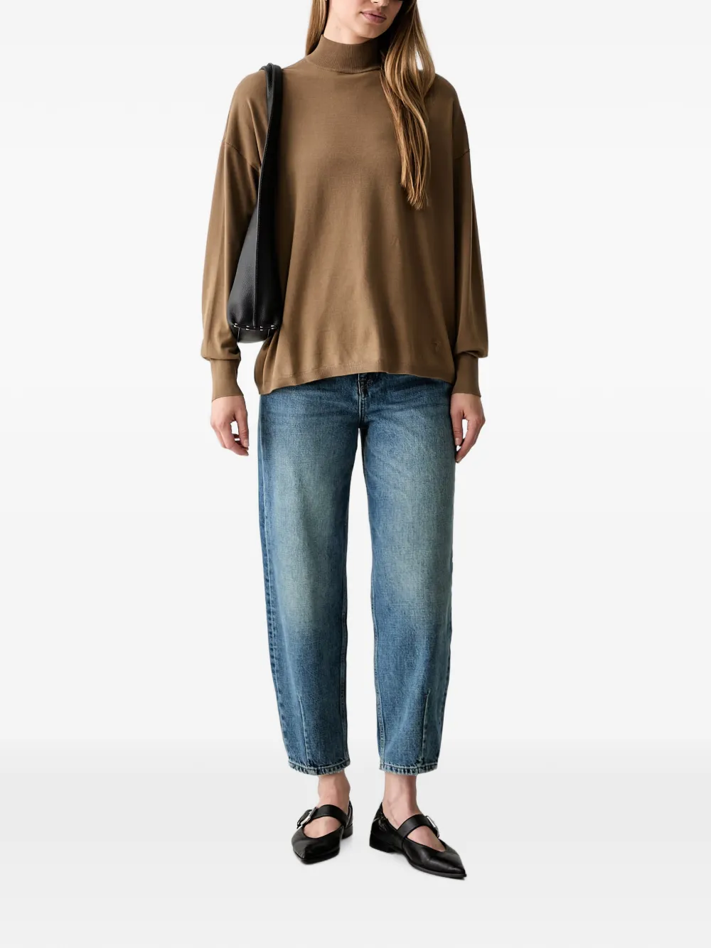 Trussardi Trui met verlaagde schouders en hoge hals Bruin