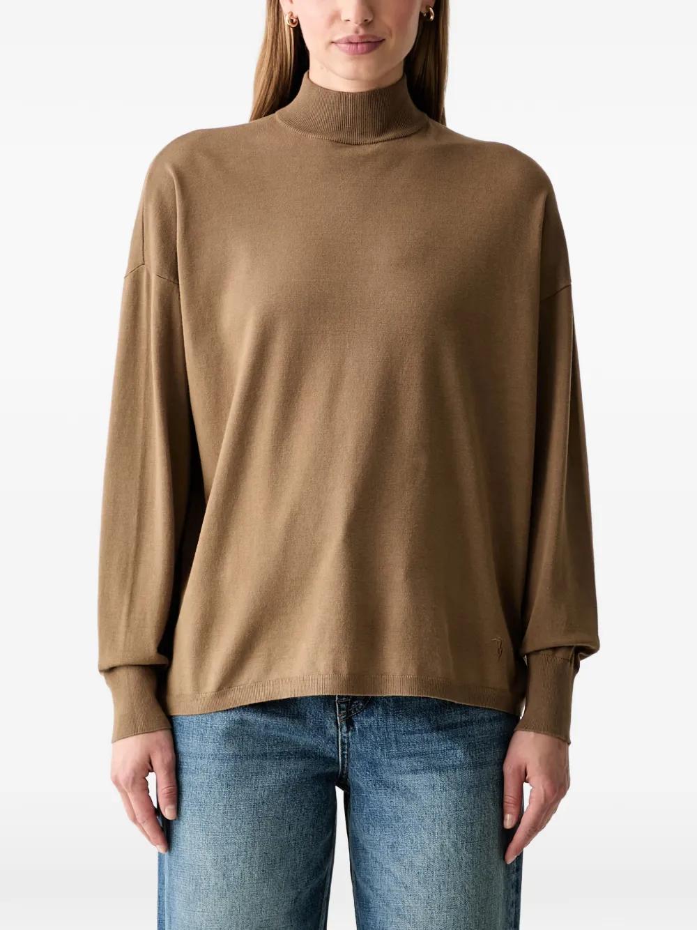 Trussardi high-neck dropped-shoulder sweater - Marrone