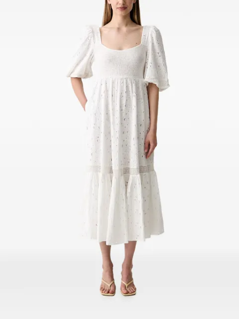 Pedro Del Hierro vestido midi con bordado inglés