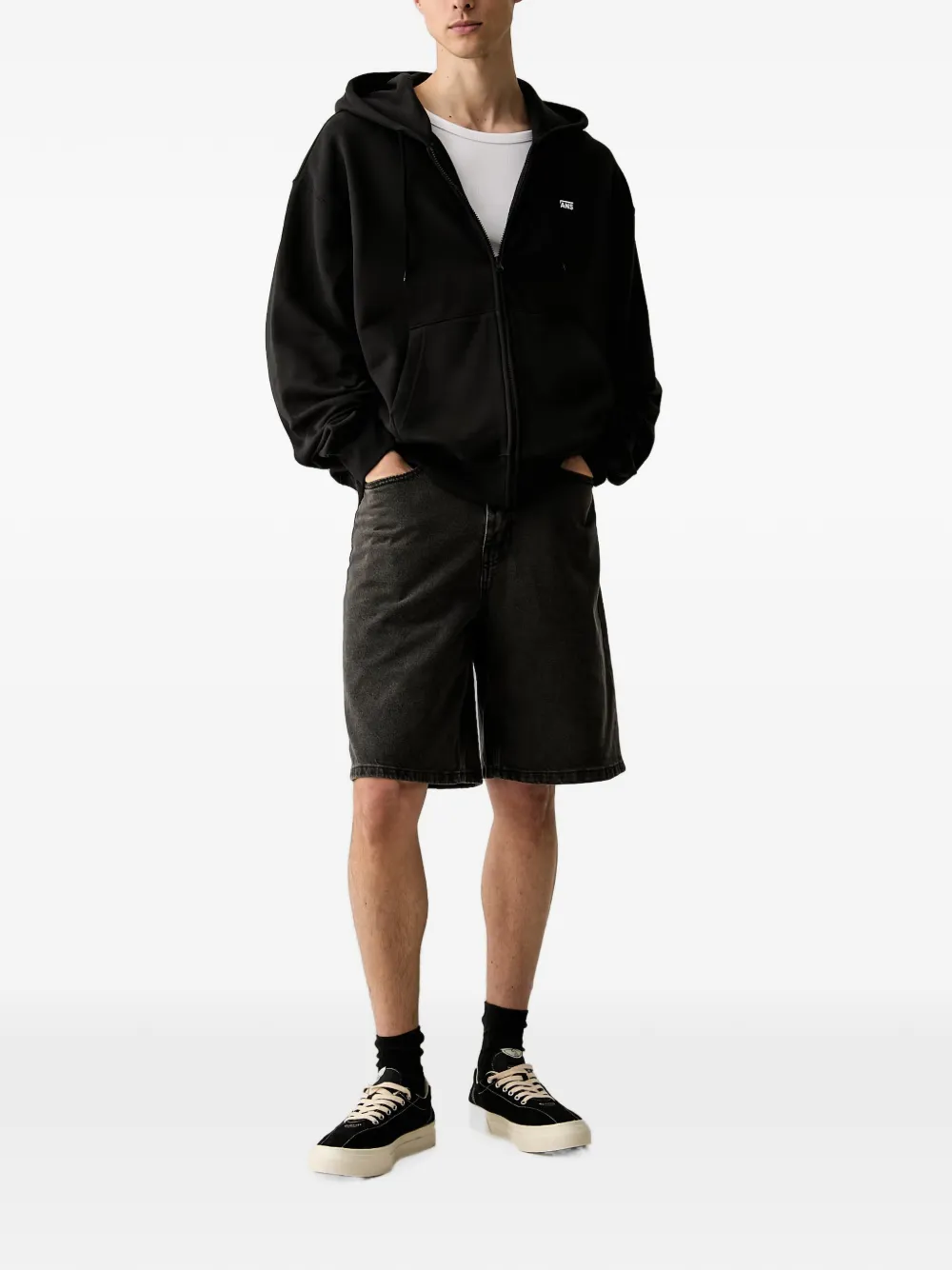 Vans Hoodie met logoprint en rits Zwart