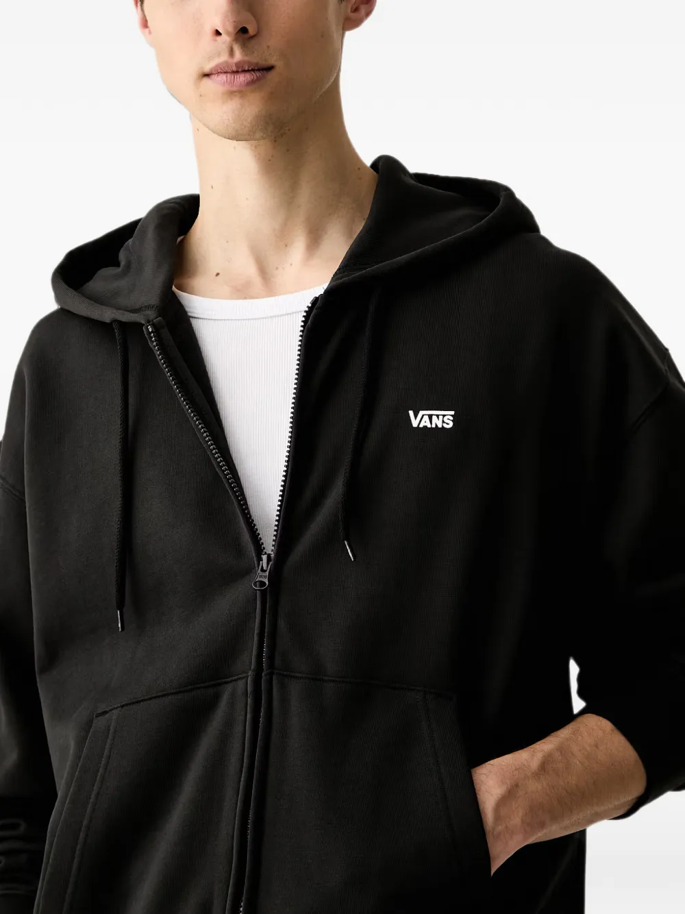 Vans Hoodie met logoprint en rits Zwart
