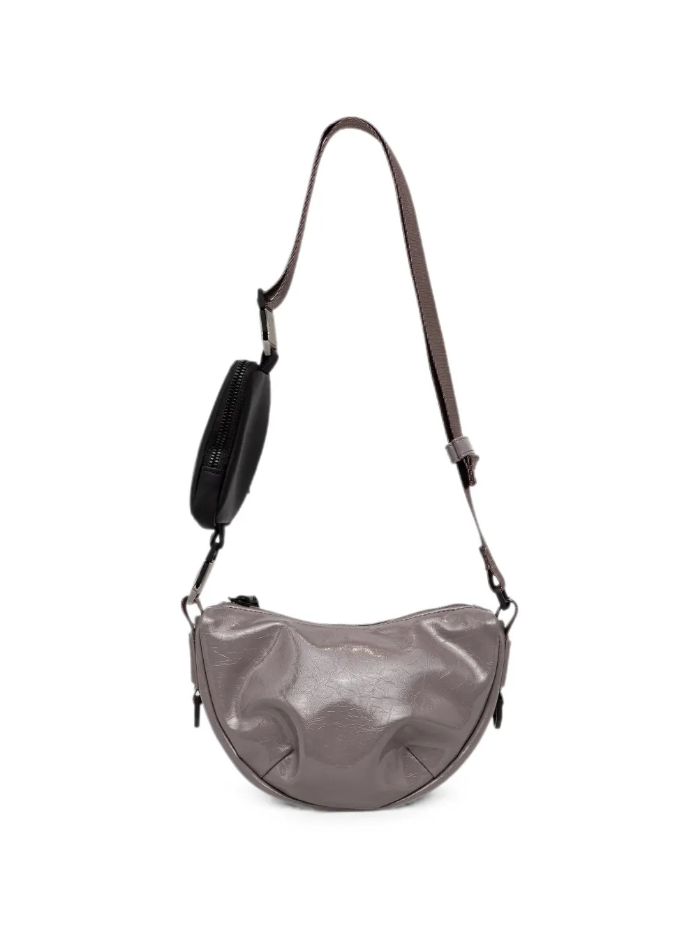 Rains Mini Valera Crinkled-finish Pouch-detail Shoulder Bag In Gray