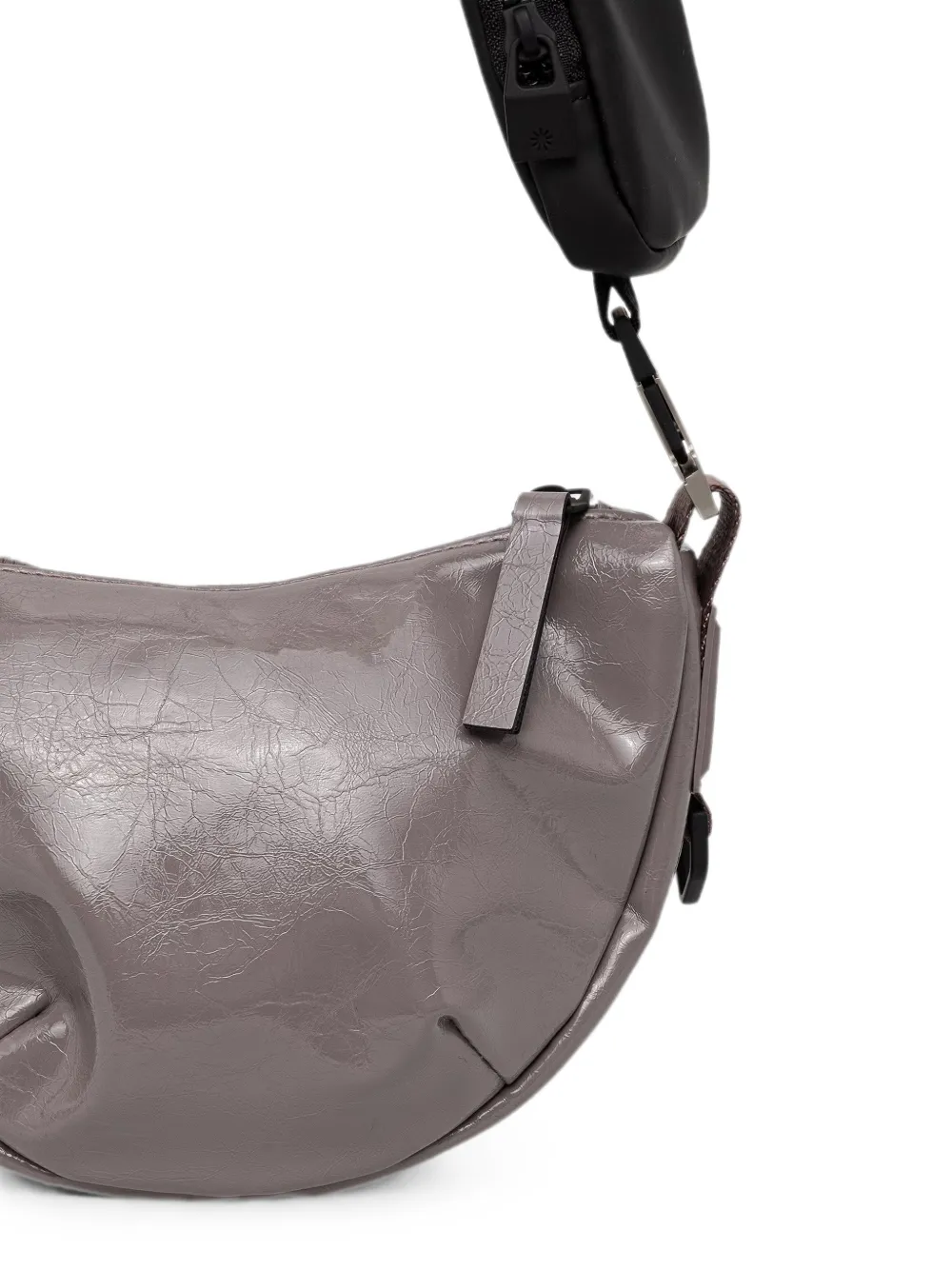 Rains Valera mini-schoudertas met gekreukte afwerking en buideldetail Grijs