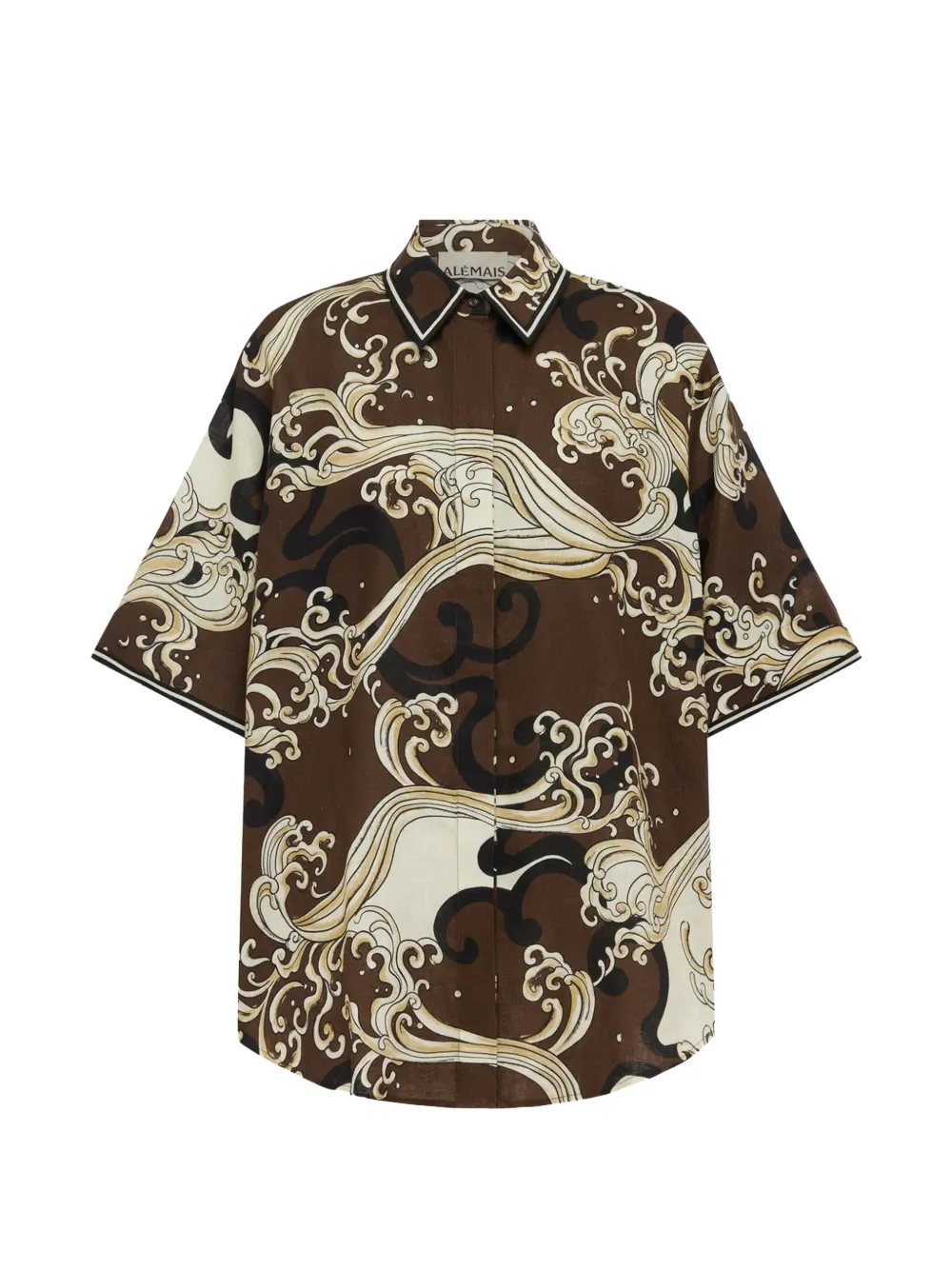 ALEMAIS Otis wave-print shirt - Brown