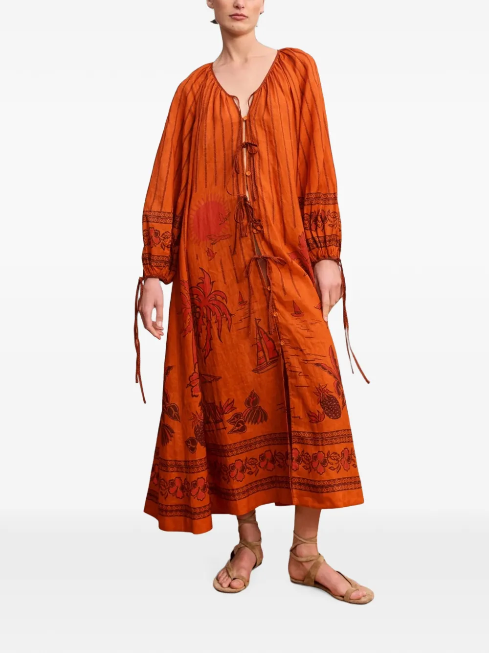 ALEMAIS Boathouse graphic-print midi dress Oranje
