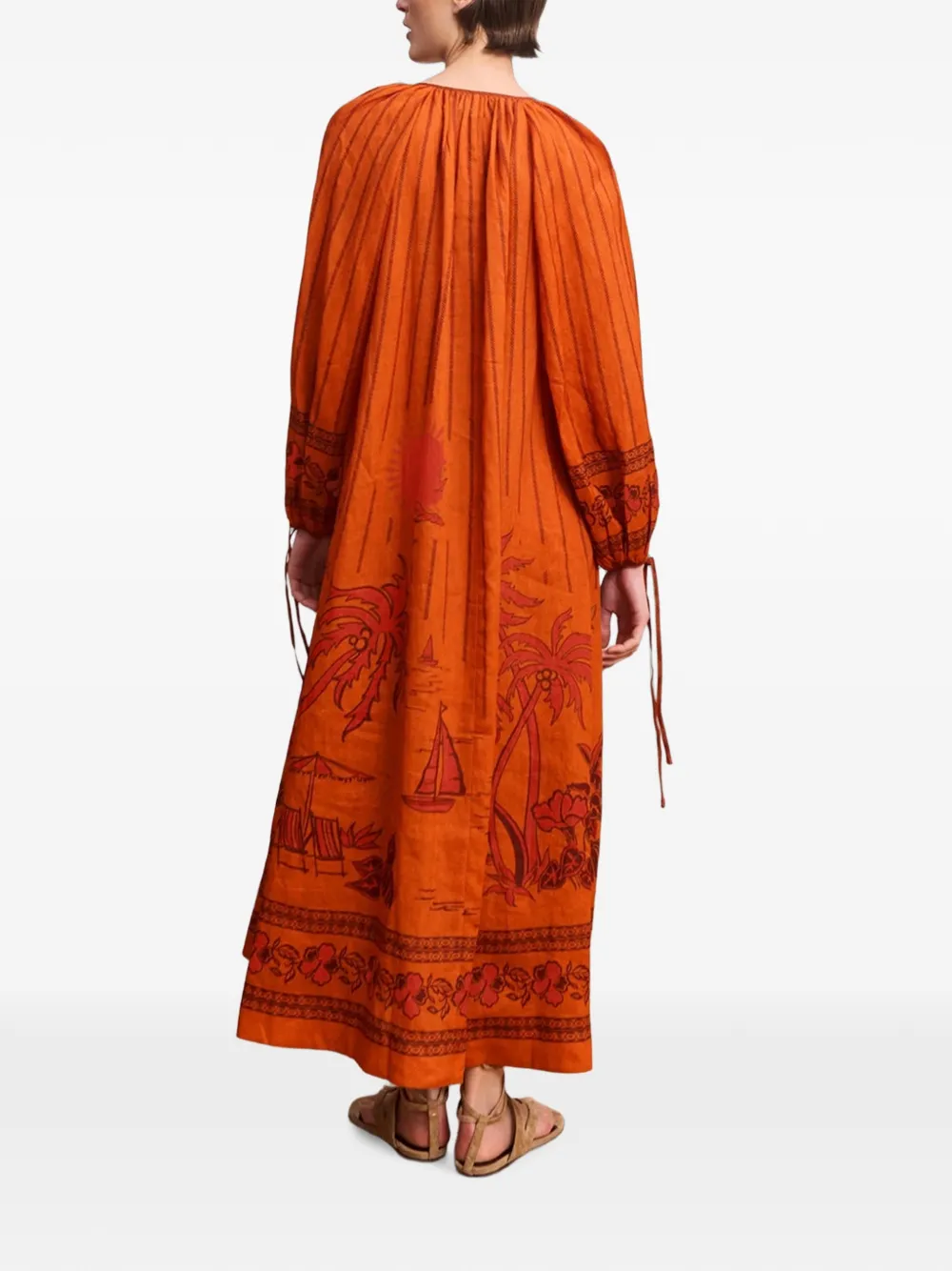 ALEMAIS Boathouse graphic-print midi dress Oranje