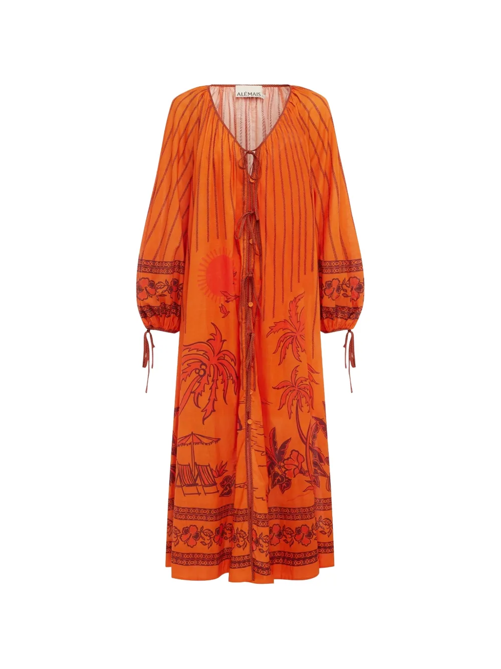 Alemais Boathouse Graphic-print Midi Dress In Orange