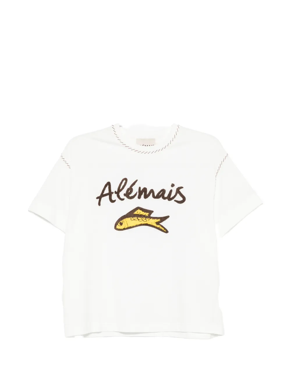 Alemais Logo-embroidered Cuffed T-shirt In White