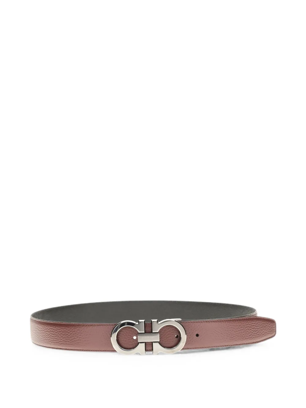 Ferragamo Omkeerbare en verstelbare Gancini riem Bruin