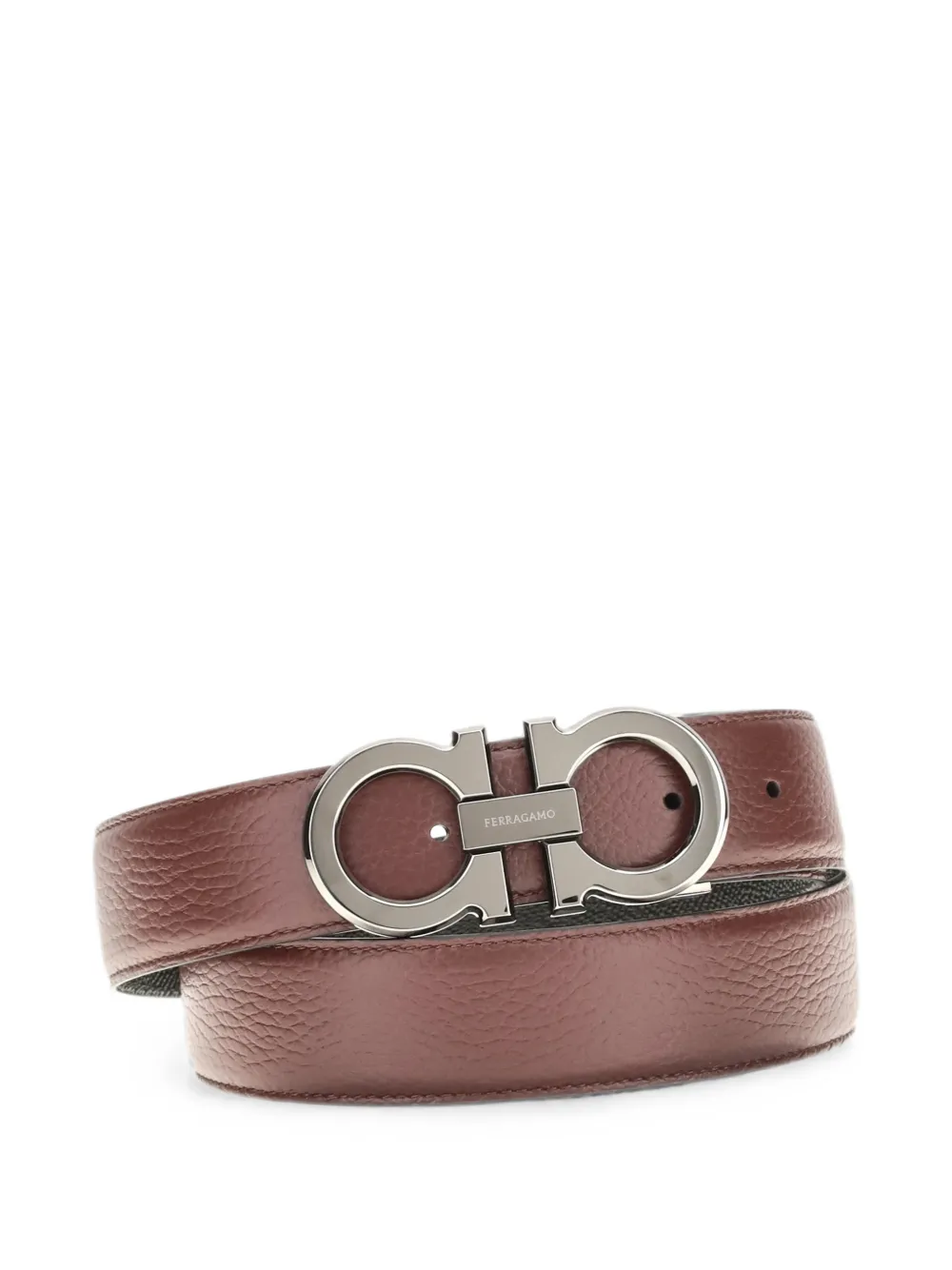 Ferragamo reversible and adjustable Gancini belt - Marrone