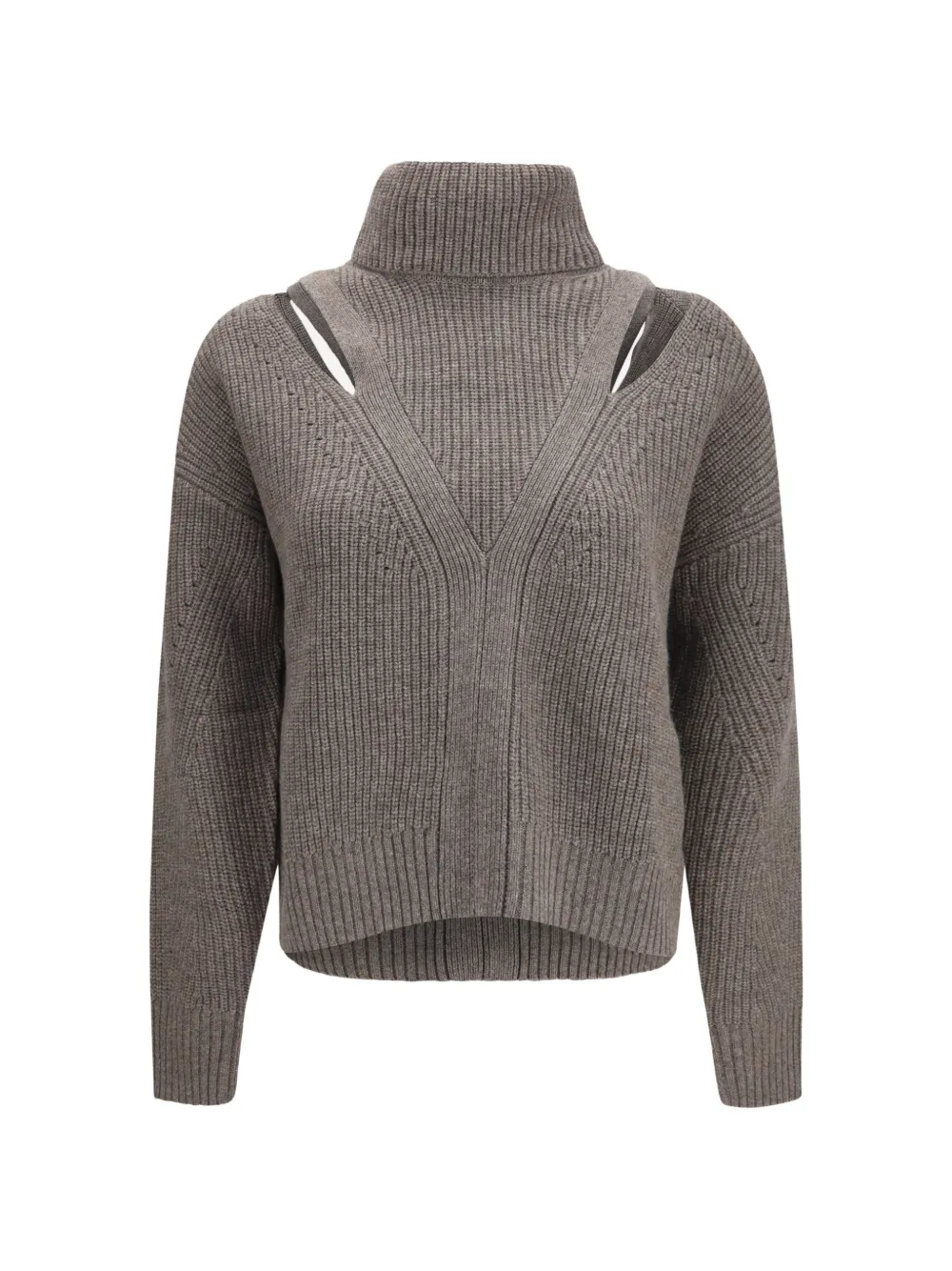 P.a.r.o.s.h Perforated High-neck Sweater In Brown