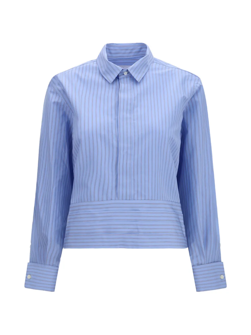 sacai Gestreiftes Hemd mit Schnallenverschluss - Blau