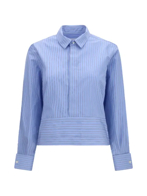 sacai camisa de popelina con hebilla y motivo de rayas