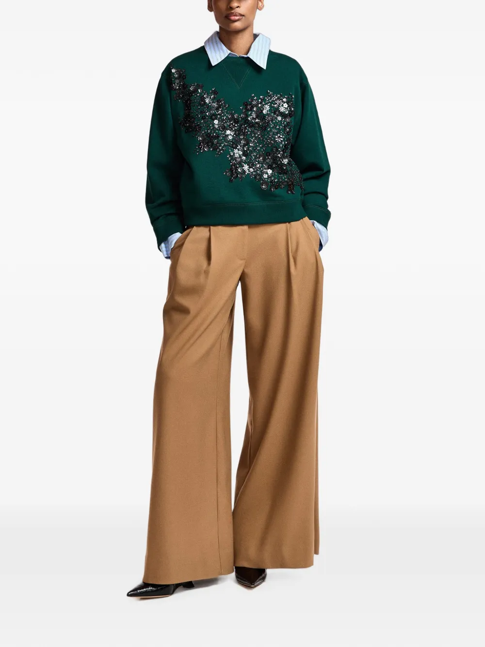 Essentiel Antwerp Sweater verfraaid met pailletten Groen