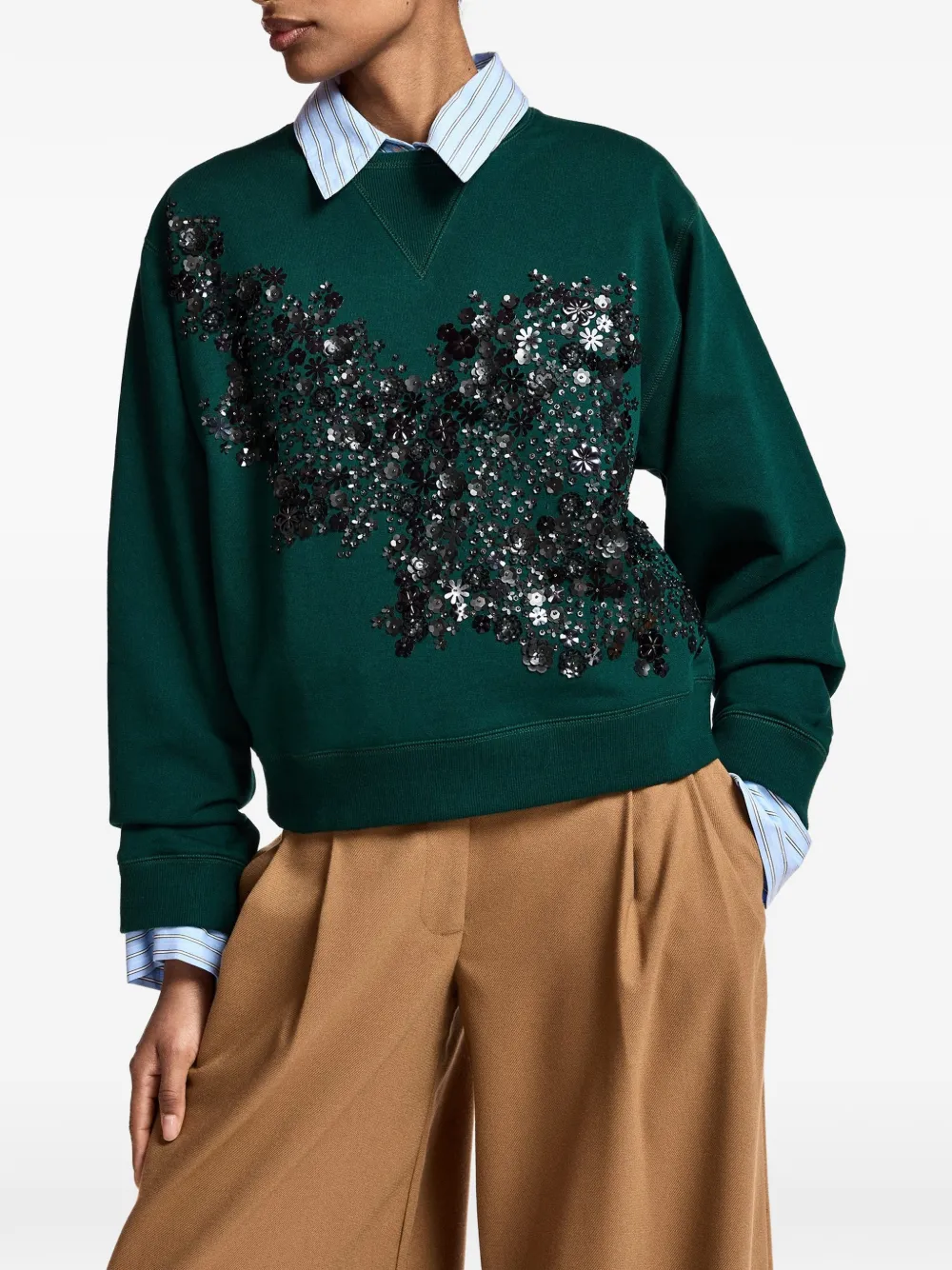 Essentiel Antwerp Sweater verfraaid met pailletten Groen