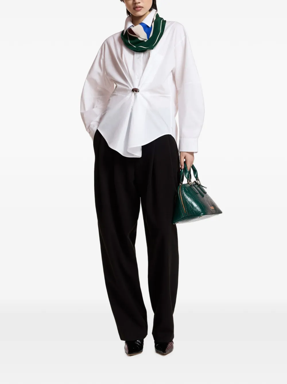 Essentiel Antwerp Kreative oversized blouse met broche-detail Wit