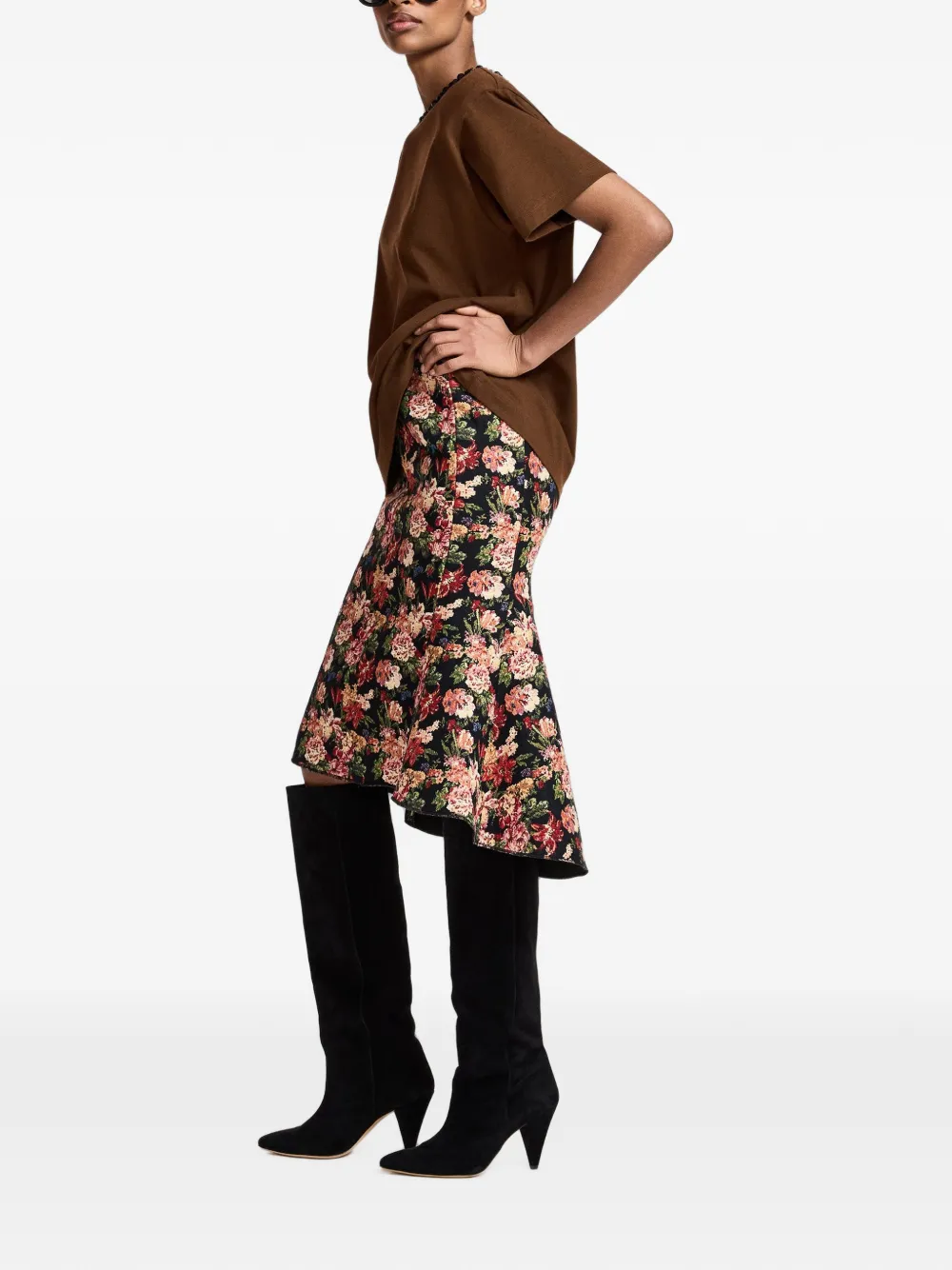 Essentiel Antwerp crystal-embellished padded-shoulder T-shirt Bruin