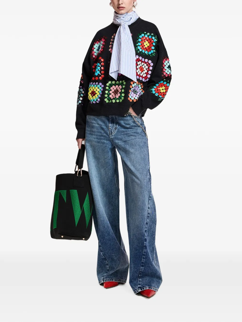 Essentiel Antwerp Karnaval sequin-embellished sweatshirt Zwart