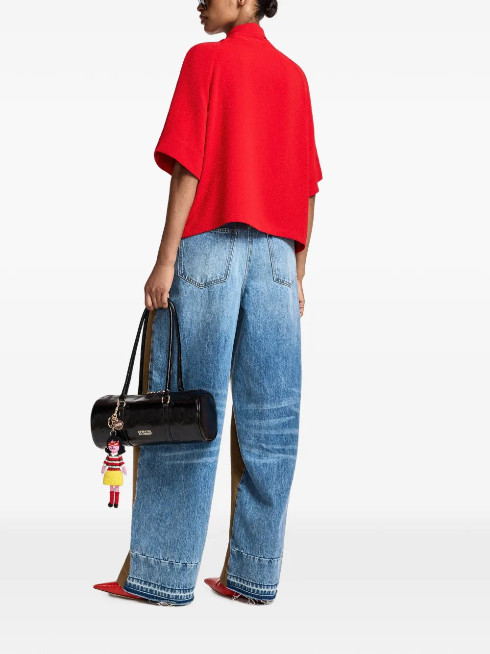 Essentiel Antwerp Kassie tie-neck raglan-sleeve blouse Rood