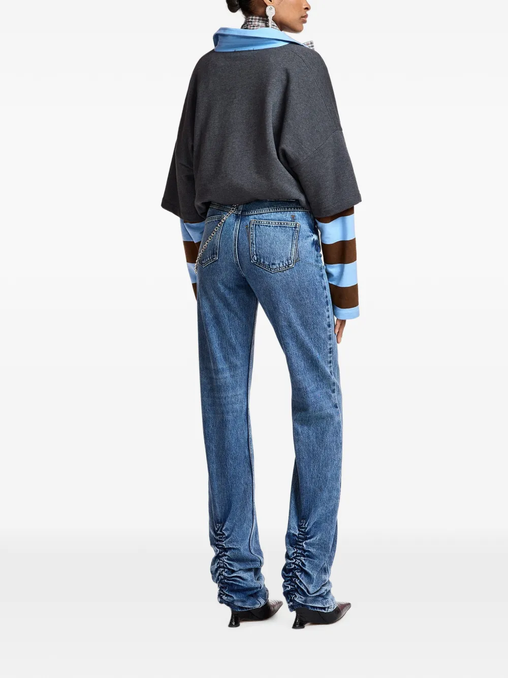 Essentiel Antwerp Karlos jeans met ketting-detail en ruches Blauw