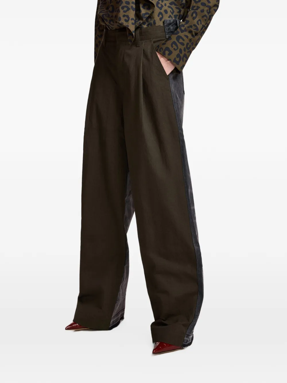 Essentiel Antwerp Broek met wijde pijpen en denim vlak Groen
