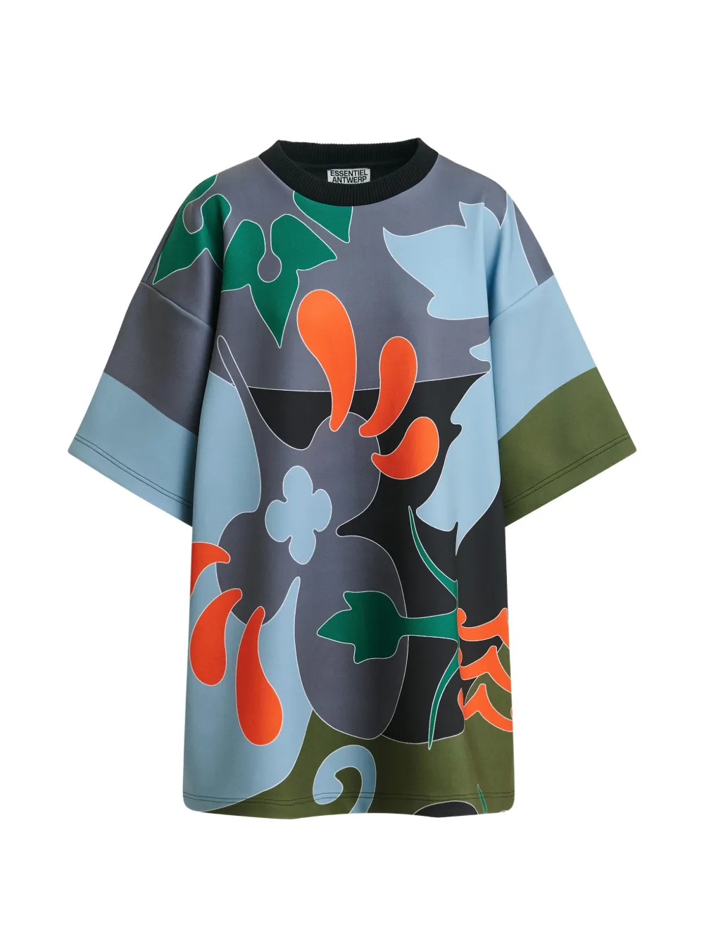 Essentiel Antwerp Klassic Mini-T-Shirtkleid mit Blumenprint - Grau