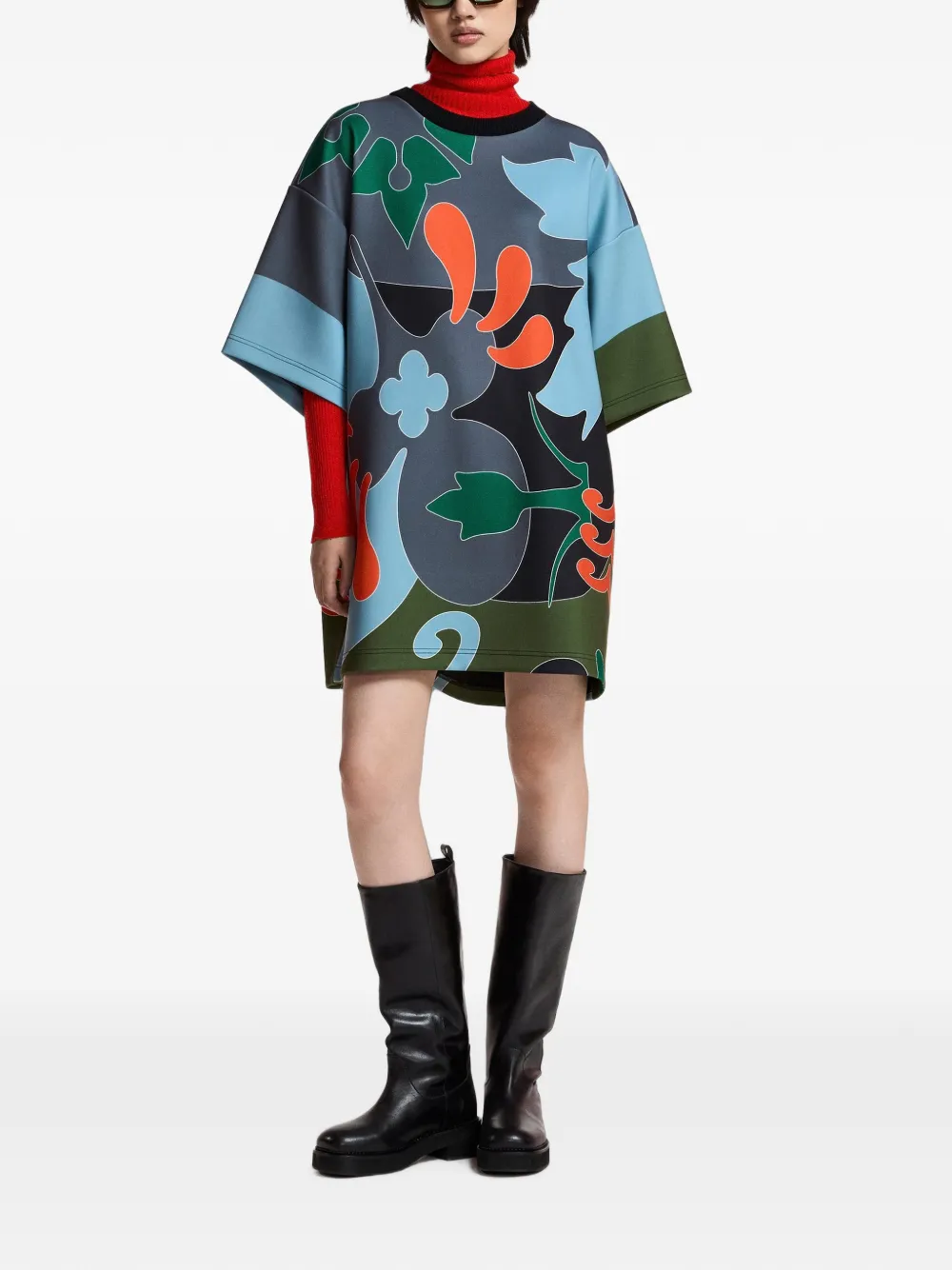 Essentiel Antwerp Klassic T-shirtjurk met bloemen-print Grijs