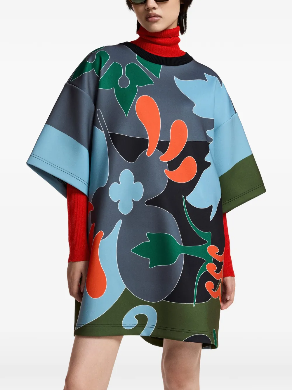 Essentiel Antwerp Klassic T-shirtjurk met bloemen-print Grijs