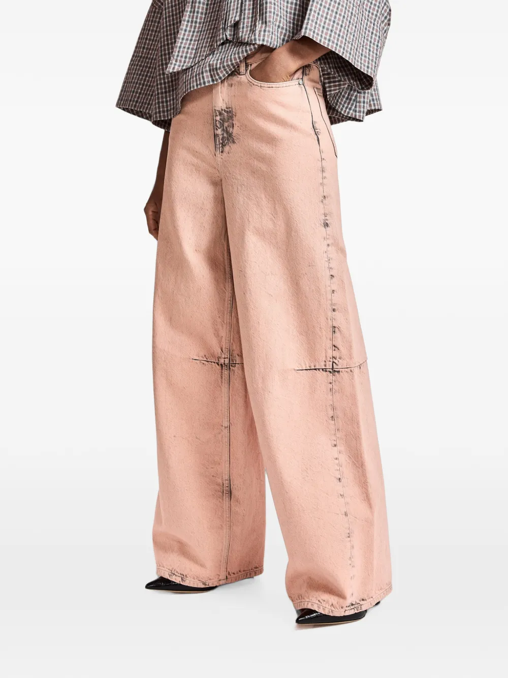 Essentiel Antwerp Kadi jeans met wijde pijpen Roze