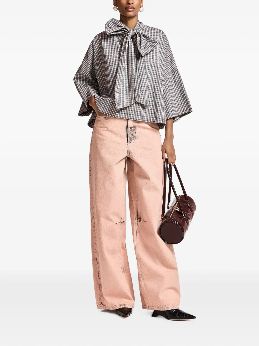 Essentiel Antwerp Kadi jeans met wijde pijpen Roze