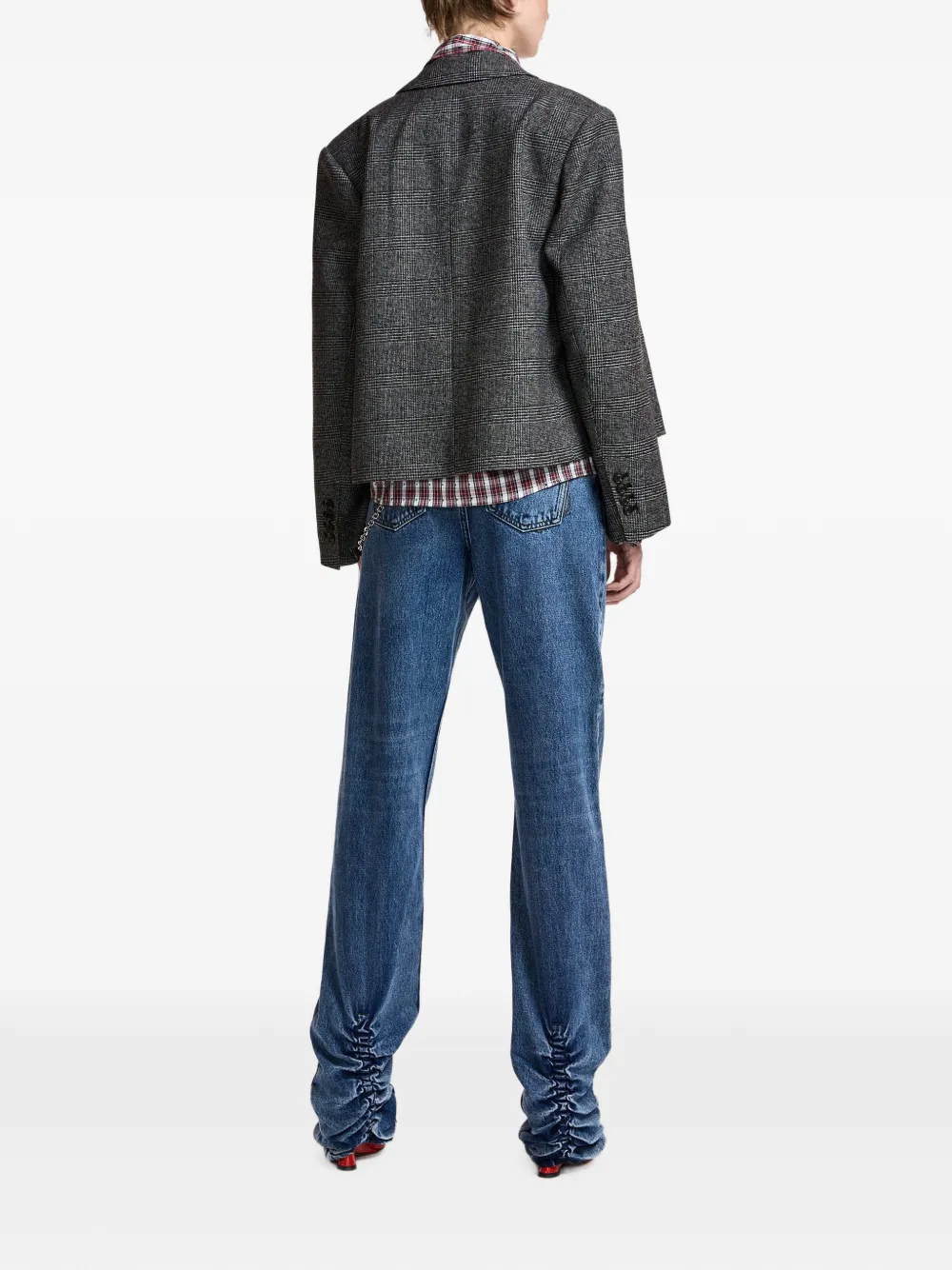Essentiel Antwerp Cropped blazer met dubbele rij knopen Grijs