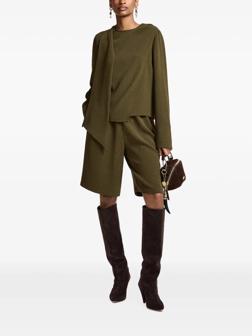 Essentiel Antwerp rhinestone-embellished asymmetric top Groen