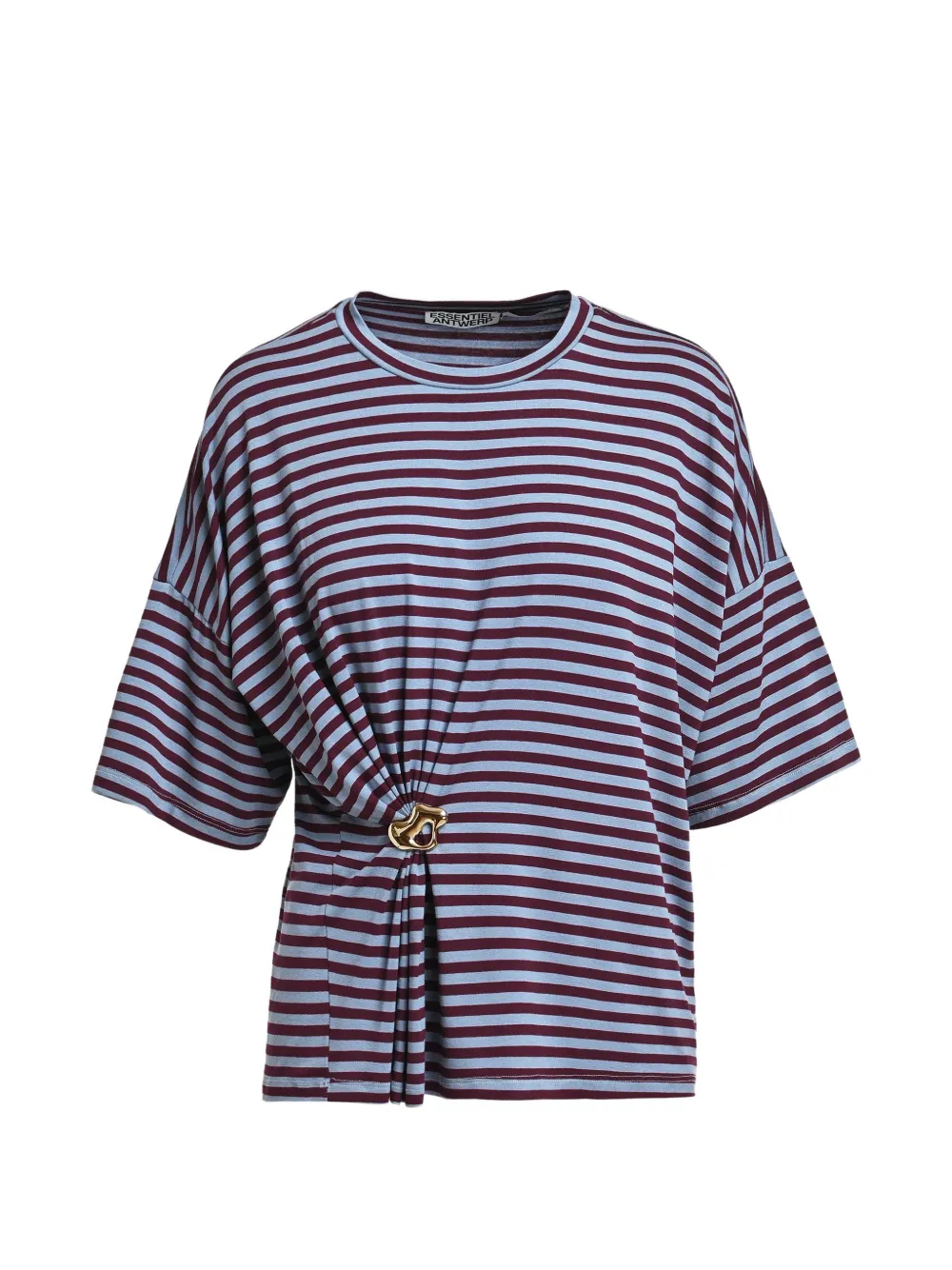 Essentiel Antwerp Striped Gathered T-shirt In Blue