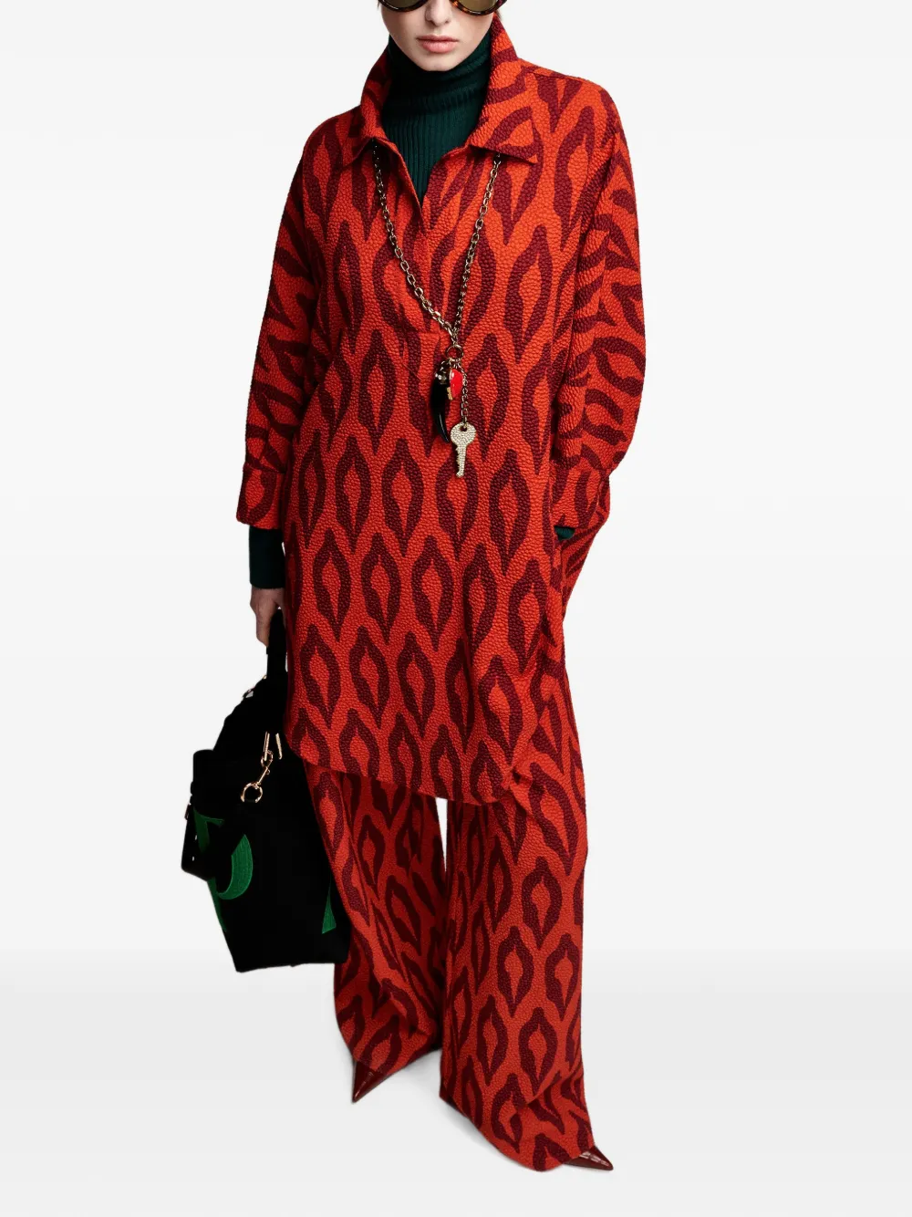 Essentiel Antwerp Klumsy midi-jurk met grafische print Oranje