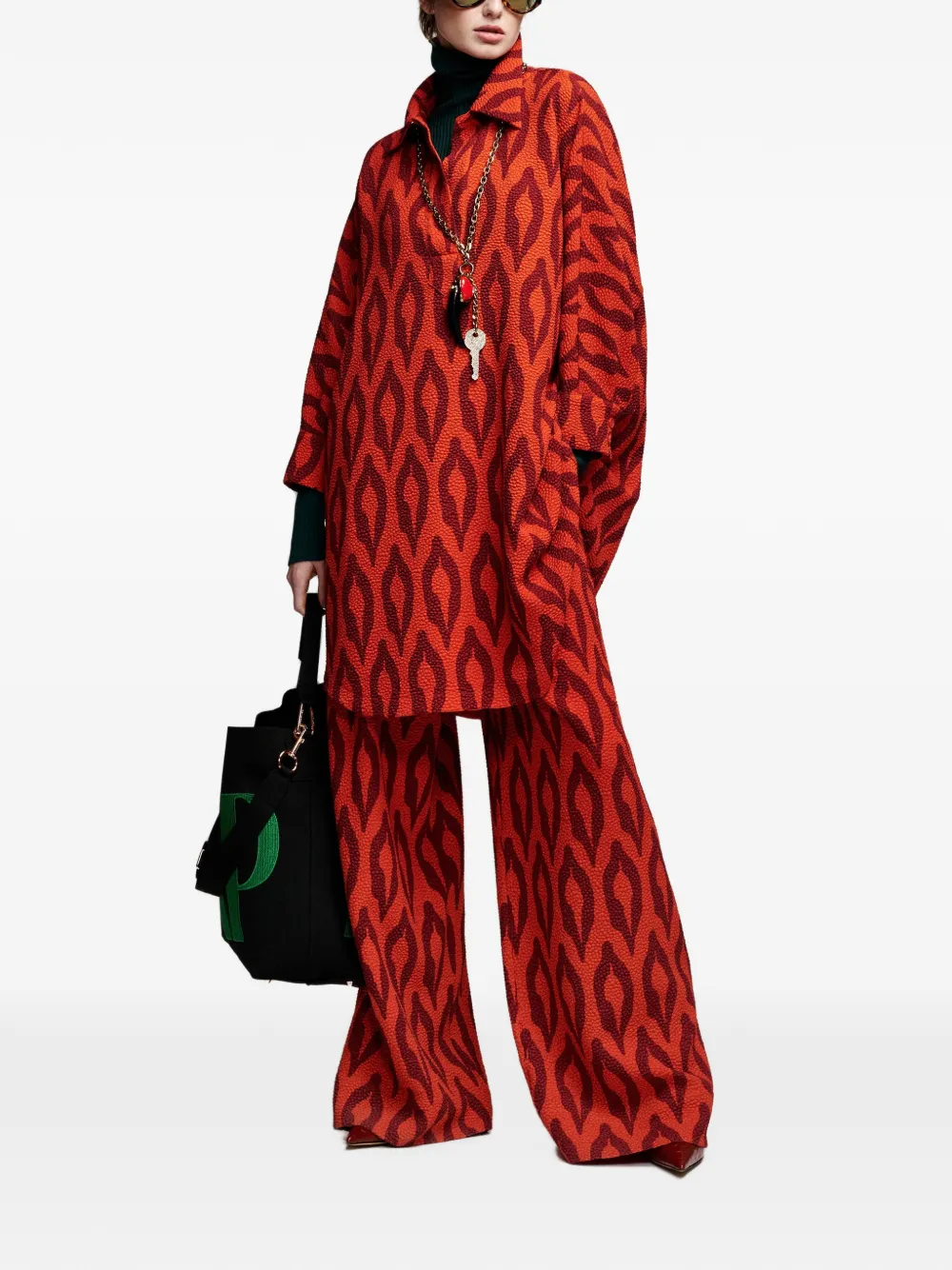 Essentiel Antwerp Klumsy midi-jurk met grafische print Oranje