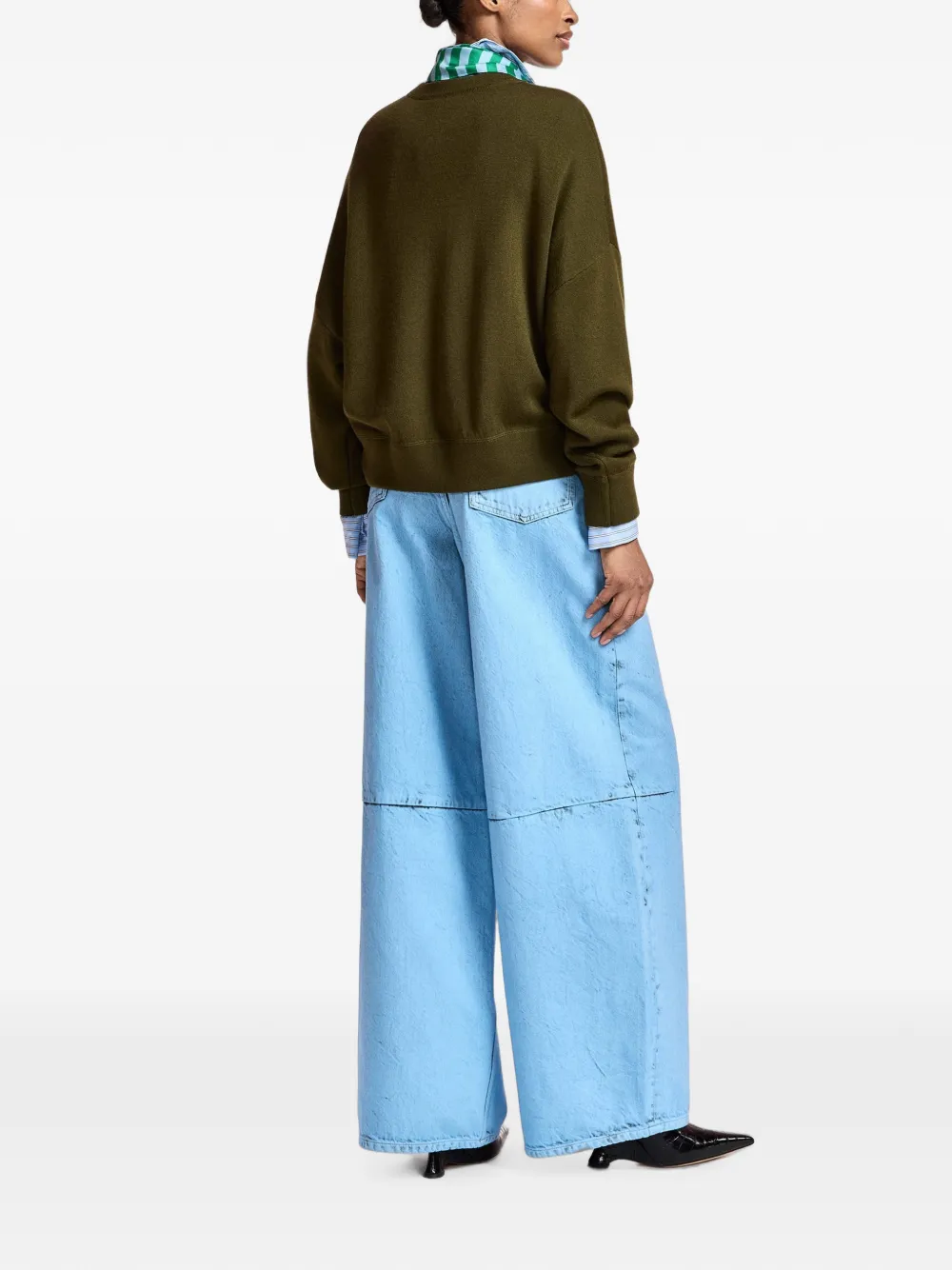 Essentiel Antwerp Gestreepte sweater met sjaal Groen