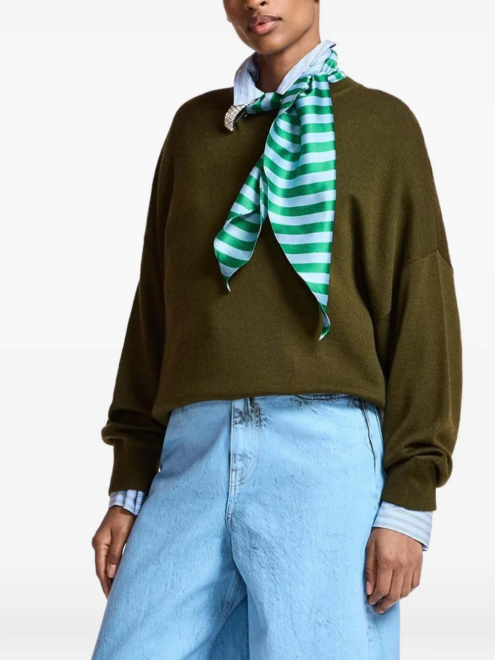 Essentiel Antwerp Verzierter Pullover mit Schaldetail - Grün