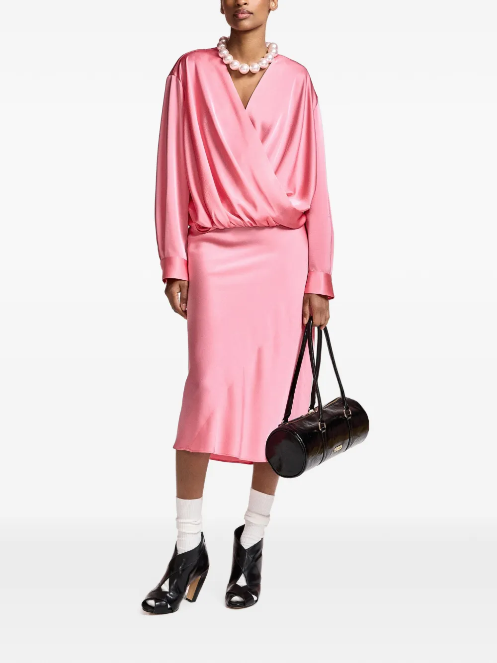 Essentiel Antwerp Krump midi-rok met diagonale naad Roze