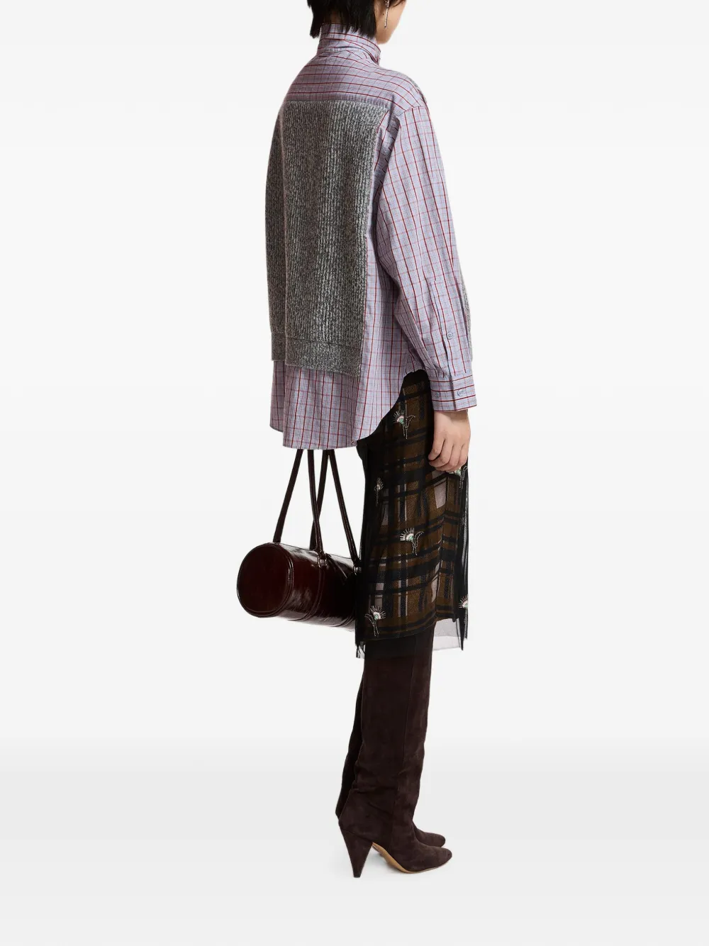 Essentiel Antwerp Kute geruite gelaagde blouse Grijs