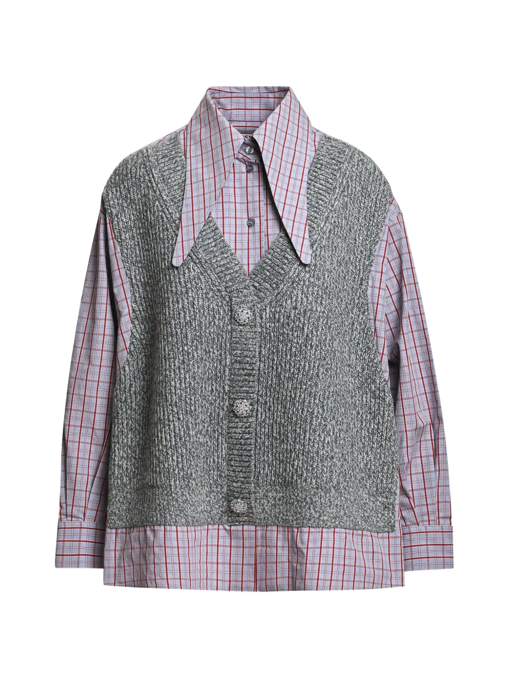 Essentiel Antwerp Kute Hemd im Layering-Look - Grau