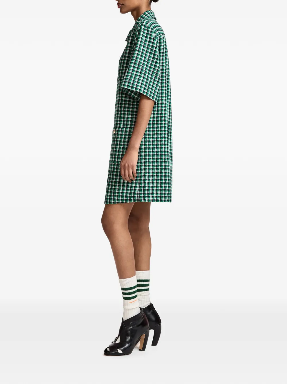 Essentiel Antwerp Geruite mini-jurk met A-lijn Groen